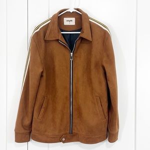 Smyth Medium Brown Tan Long Sleeve Stripe Full Zip Jacket with Pockets